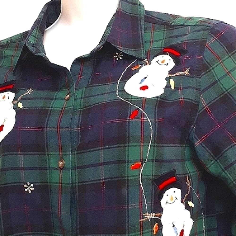 Sz S: Snowmen Blouse!  (EUC) My Vtg.
